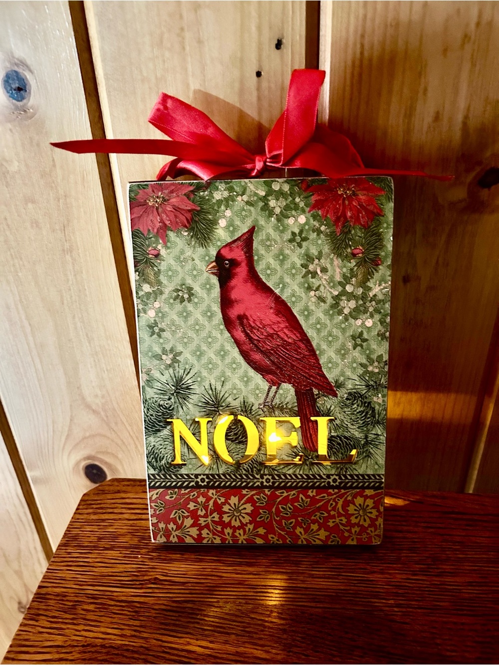 Department 56 Lighted  Cardinal " NOEL " Hanging Picture